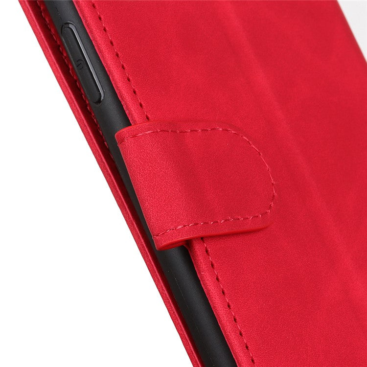 KHAZNEH For Honor X7a 5G Wallet Stand Leather Phone Case Retro Texture Anti-fall Phone Cover - Red