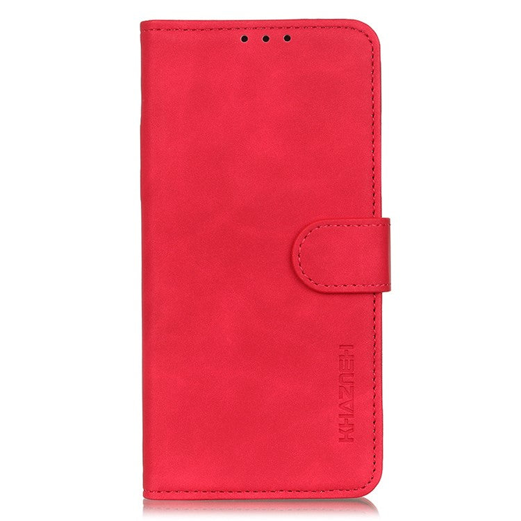 KHAZNEH For Honor X7a 5G Wallet Stand Leather Phone Case Retro Texture Anti-fall Phone Cover - Red