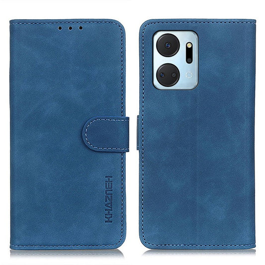 KHAZNEH For Honor X7a 5G Wallet Stand Leather Phone Case Retro Texture Anti-fall Phone Cover - Blue