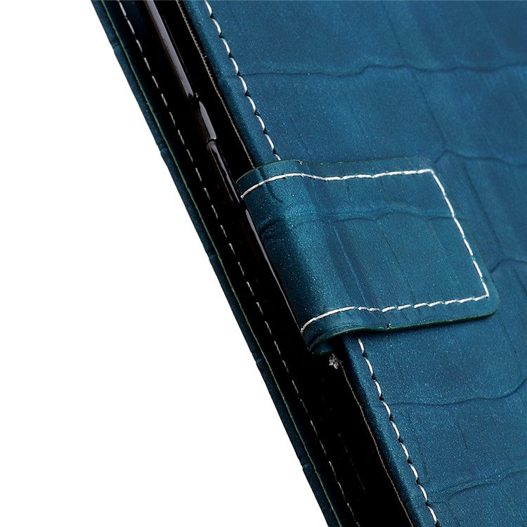 Phone Case for Honor X7a 5G , Flip Leather Wallet Stand Crocodile Texture Anti-fall Protective Phone Cover - Blackish Green