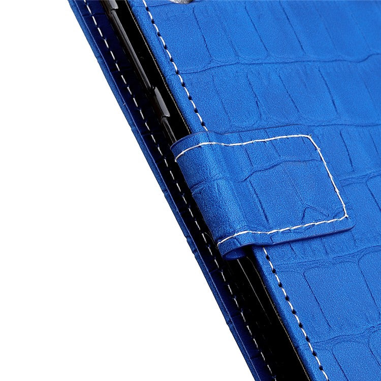 Phone Case for Honor X7a 5G , Flip Leather Wallet Stand Crocodile Texture Anti-fall Protective Phone Cover - Blue