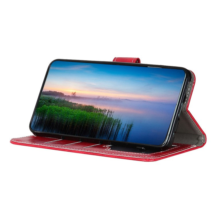 For Honor X7a 5G PU Leather Phone Wallet Case Stand Retro Crazy Horse Texture Phone Cover - Red