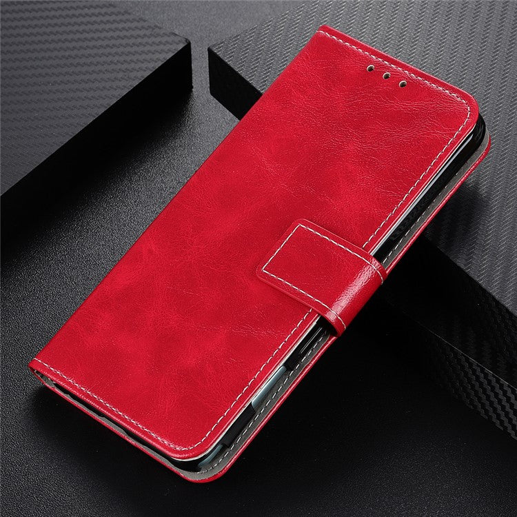 For Honor X7a 5G PU Leather Phone Wallet Case Stand Retro Crazy Horse Texture Phone Cover - Red