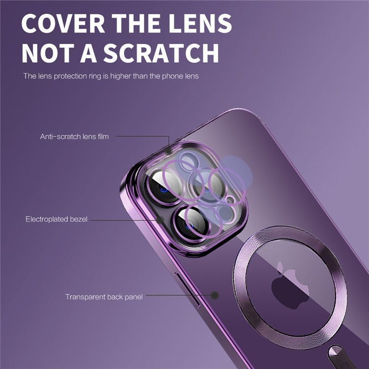 Magnetic Phone Case For iPhone 14 Pro , CD Texture TPU + PC Electroplated Phone Cover - Blue