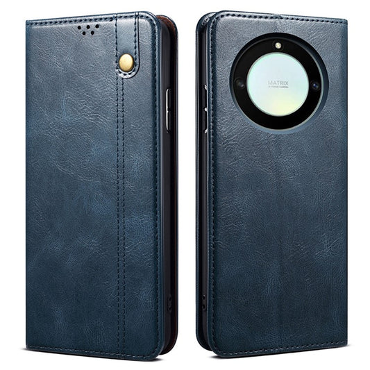 For Honor X40 5G Flip Leather Phone Case Waxy Crazy Horse Texture Stand Wallet Anti-drop Phone Cover - Blue