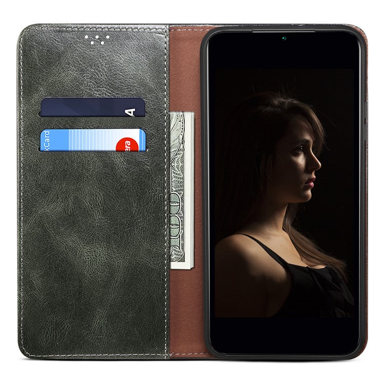 For Honor X40 5G Flip Leather Phone Case Waxy Crazy Horse Texture Stand Wallet Anti-drop Phone Cover - Green