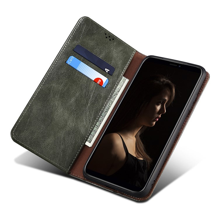 For Honor X40 5G Flip Leather Phone Case Waxy Crazy Horse Texture Stand Wallet Anti-drop Phone Cover - Green