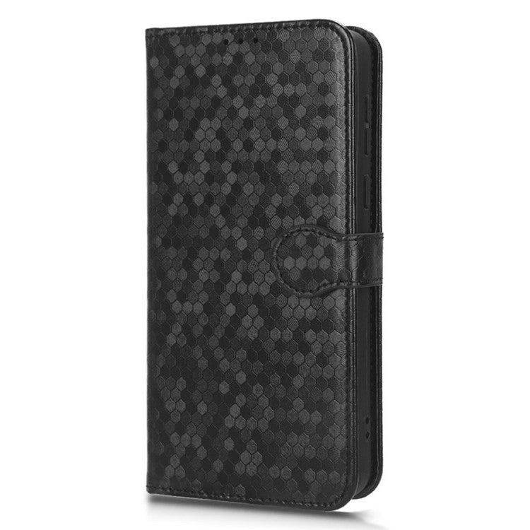 PU Leather Cover for Motorola Moto E13 4G Stand Cover Dot Pattern Imprinted Wallet Phone Case - Black