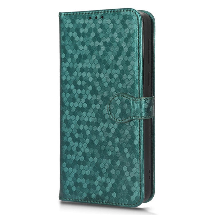 PU Leather Cover for Motorola Moto E13 4G Stand Cover Dot Pattern Imprinted Wallet Phone Case - Green