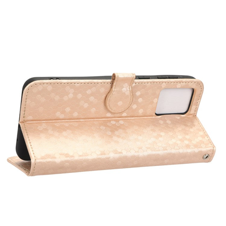 PU Leather Cover for Motorola Moto E13 4G Stand Cover Dot Pattern Imprinted Wallet Phone Case - Rose Gold