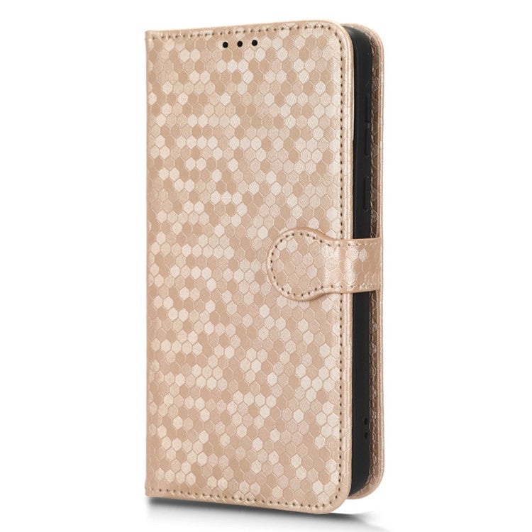 PU Leather Cover for Motorola Moto E13 4G Stand Cover Dot Pattern Imprinted Wallet Phone Case - Rose Gold