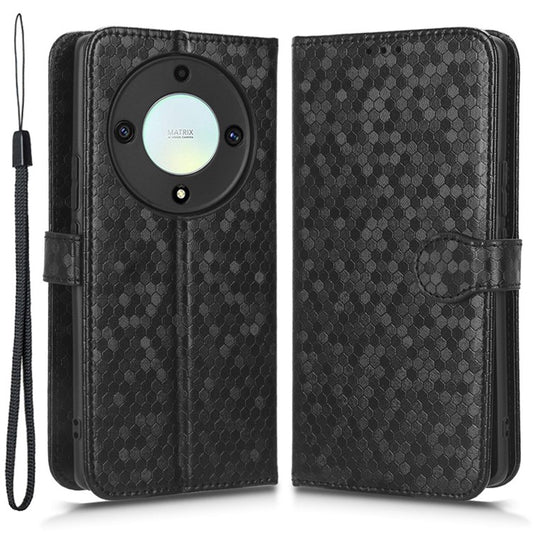 For Honor X40 5G / X9a 5G / Magic5 Lite 5G Cell Phone Case Dot Pattern Imprinted Leather Stand Cover Wallet - Black