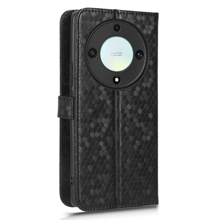 For Honor X40 5G / X9a 5G / Magic5 Lite 5G Cell Phone Case Dot Pattern Imprinted Leather Stand Cover Wallet - Black