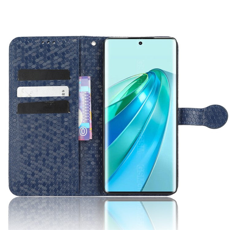 For Honor X40 5G / X9a 5G / Magic5 Lite 5G Cell Phone Case Dot Pattern Imprinted Leather Stand Cover Wallet - Dark Blue