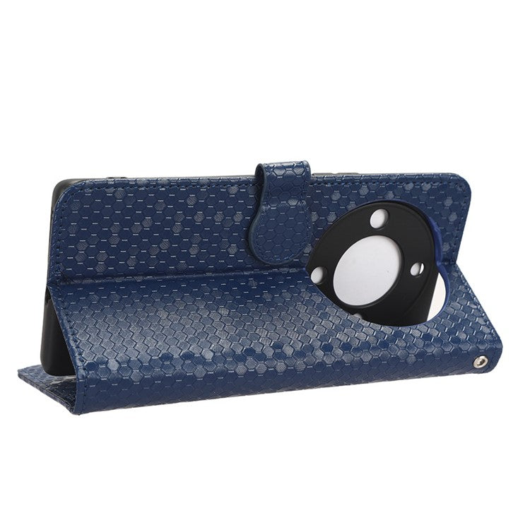 For Honor X40 5G / X9a 5G / Magic5 Lite 5G Cell Phone Case Dot Pattern Imprinted Leather Stand Cover Wallet - Dark Blue