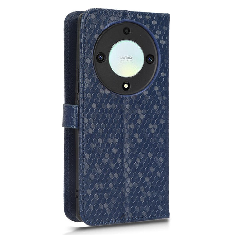 For Honor X40 5G / X9a 5G / Magic5 Lite 5G Cell Phone Case Dot Pattern Imprinted Leather Stand Cover Wallet - Dark Blue