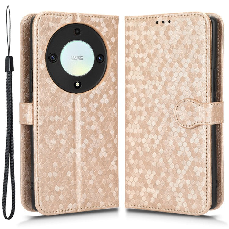 For Honor X40 5G / X9a 5G / Magic5 Lite 5G Cell Phone Case Dot Pattern Imprinted Leather Stand Cover Wallet - Rose Gold