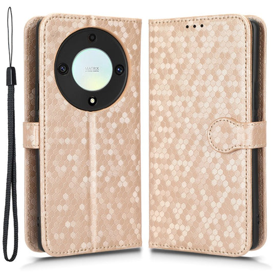 For Honor X40 5G / X9a 5G / Magic5 Lite 5G Cell Phone Case Dot Pattern Imprinted Leather Stand Cover Wallet - Rose Gold