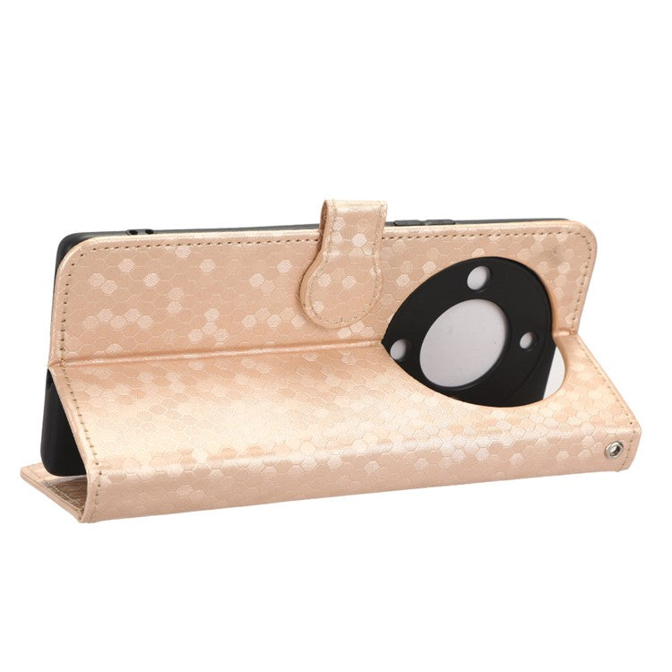 For Honor X40 5G / X9a 5G / Magic5 Lite 5G Cell Phone Case Dot Pattern Imprinted Leather Stand Cover Wallet - Rose Gold