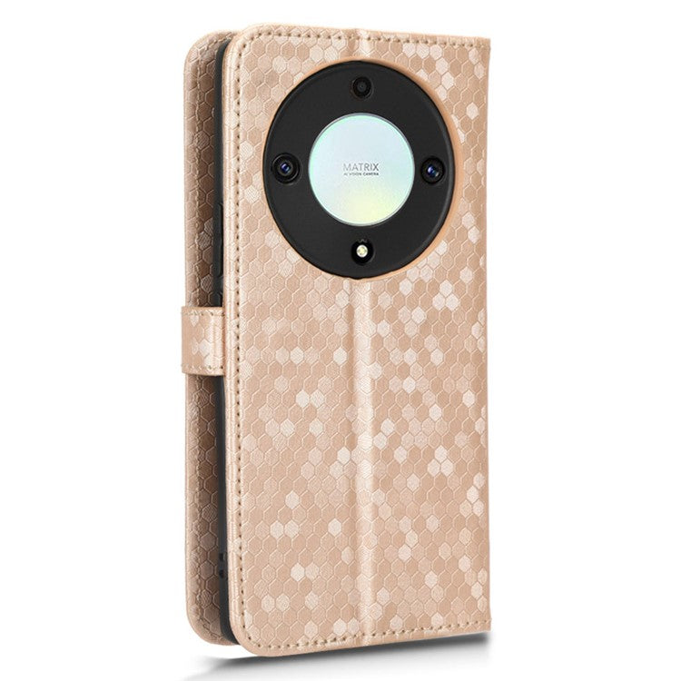 For Honor X40 5G / X9a 5G / Magic5 Lite 5G Cell Phone Case Dot Pattern Imprinted Leather Stand Cover Wallet - Rose Gold