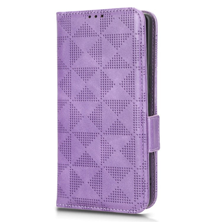 For Honor X40 5G / X9a 5G / Magic5 Lite 5G Imprinted Triangle Pattern Phone Cove Wallet Stand Case - Purple