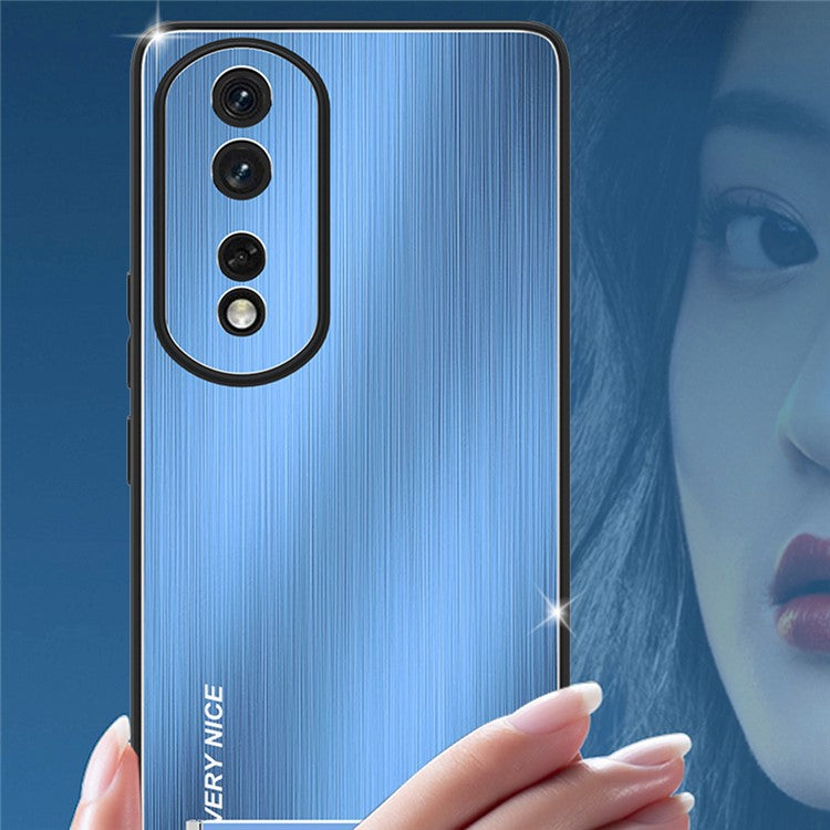 For Honor 80 GT 5G Kickstand Phone Case TPU Frame Brushed Aluminium Alloy Back Cover - Blue
