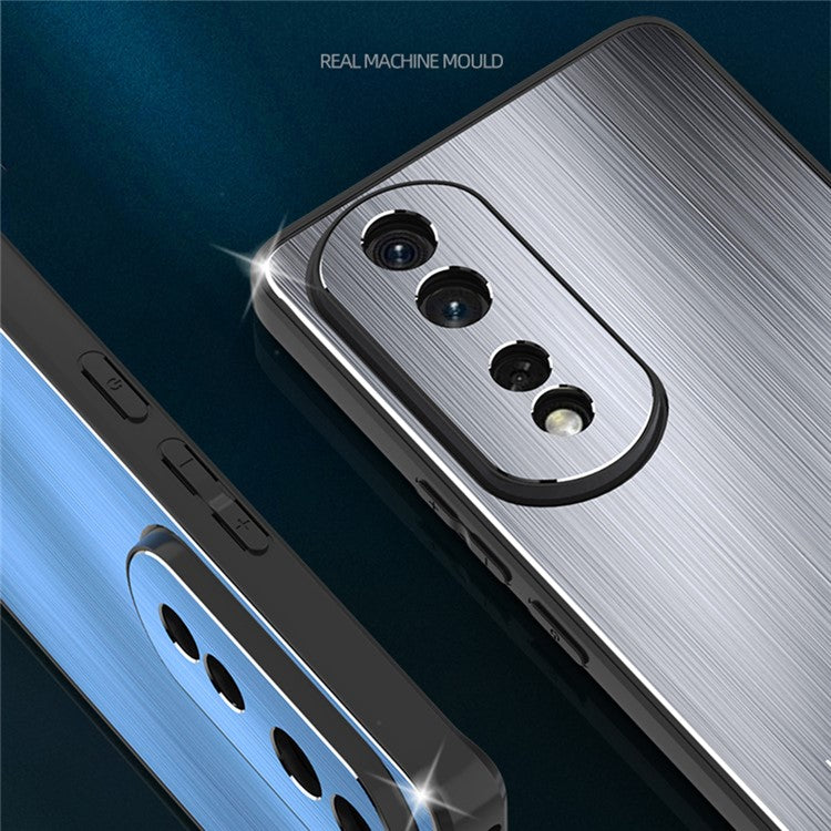 For Honor 80 GT 5G Brushed Aluminium Alloy Back Phone Case TPU Bumper Protective Phone Cover - Silver