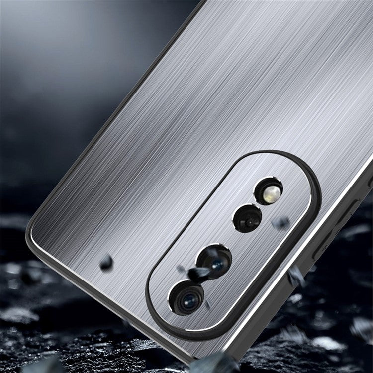 For Honor 80 GT 5G Brushed Aluminium Alloy Back Phone Case TPU Bumper Protective Phone Cover - Silver