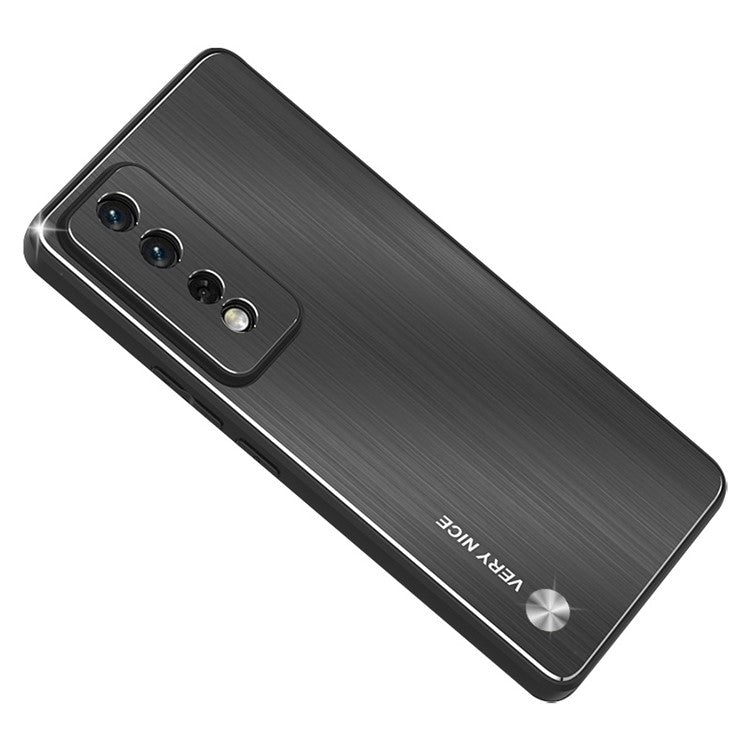 For Honor 80 GT 5G Brushed Aluminium Alloy Back Phone Case TPU Bumper Protective Phone Cover - Black