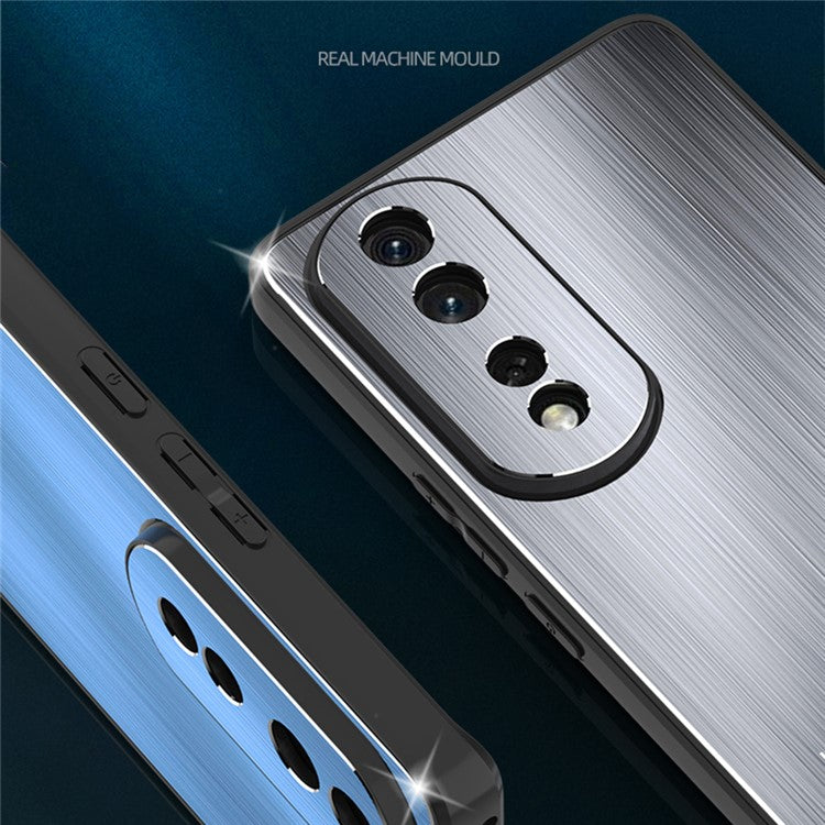 Brushed Phone Case for Honor 80 5G TPU Bumper Aluminium Alloy Back Cell Phone Cover - Black