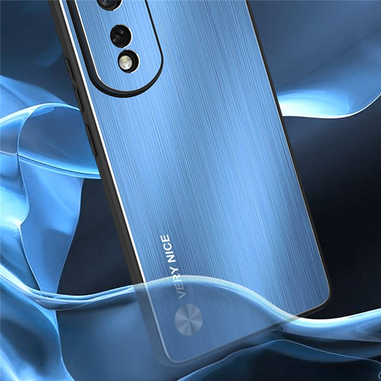 Brushed Phone Case for Honor 80 5G TPU Bumper Aluminium Alloy Back Cell Phone Cover - Black