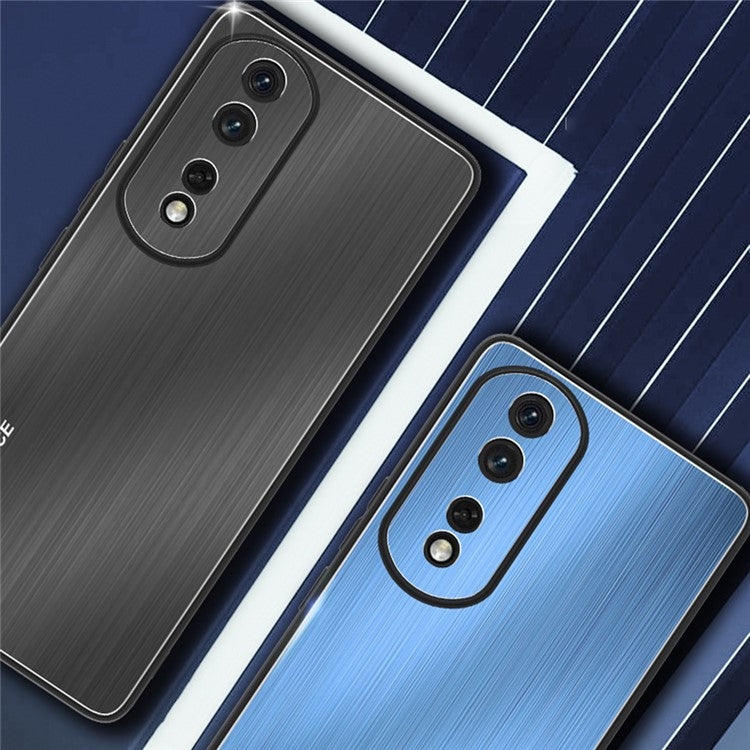 Brushed Phone Case for Honor 80 5G TPU Bumper Aluminium Alloy Back Cell Phone Cover - Black