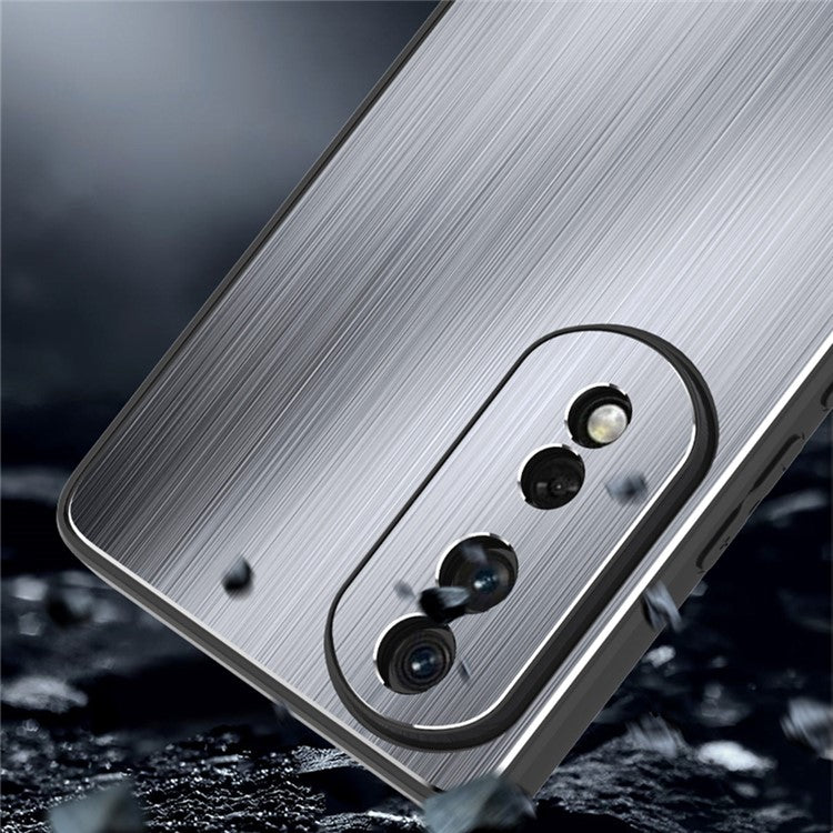 Brushed Phone Case for Honor 80 5G TPU Bumper Aluminium Alloy Back Cell Phone Cover - Black