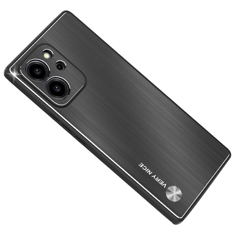 TPU + Brushed Aluminium Alloy Phone Case for Honor 80 SE 5G Anti-scratch Phone Cover - Black