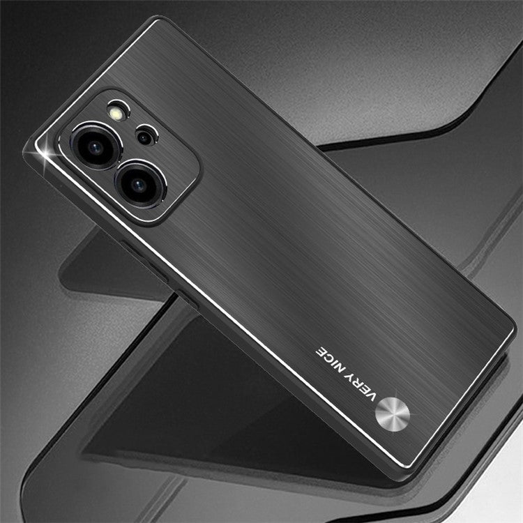 TPU + Brushed Aluminium Alloy Phone Case for Honor 80 SE 5G Anti-scratch Phone Cover - Black