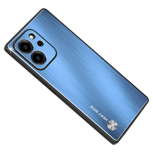 TPU + Brushed Aluminium Alloy Phone Case for Honor 80 SE 5G Anti-scratch Phone Cover - Blue
