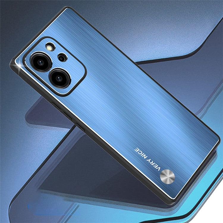 TPU + Brushed Aluminium Alloy Phone Case for Honor 80 SE 5G Anti-scratch Phone Cover - Blue