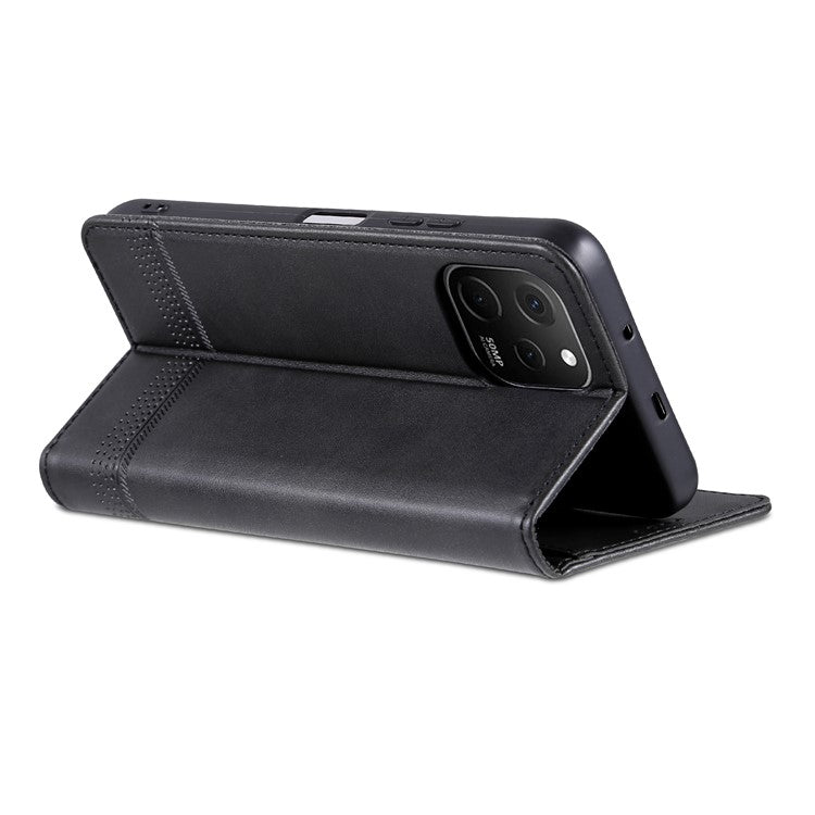 AZNS For Huawei Enjoy 50z 4G / nova Y61 4G Flip Leather Phone Case Wallet Stand Magnetic Phone Cover - Black