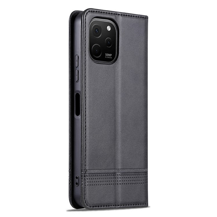 AZNS For Huawei Enjoy 50z 4G / nova Y61 4G Flip Leather Phone Case Wallet Stand Magnetic Phone Cover - Black