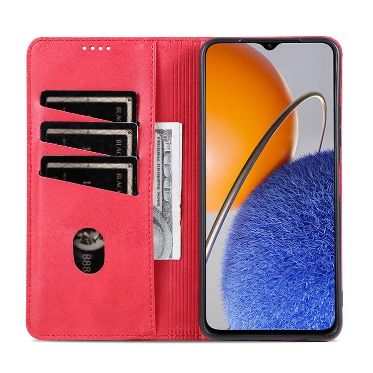 AZNS For Huawei Enjoy 50z 4G / nova Y61 4G Flip Leather Phone Case Wallet Stand Magnetic Phone Cover - Red