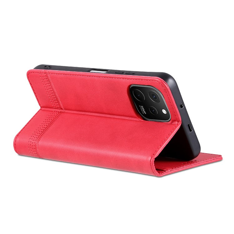 AZNS For Huawei Enjoy 50z 4G / nova Y61 4G Flip Leather Phone Case Wallet Stand Magnetic Phone Cover - Red