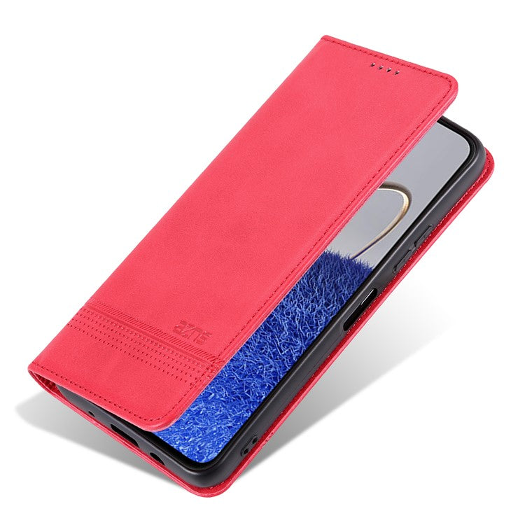 AZNS For Huawei Enjoy 50z 4G / nova Y61 4G Flip Leather Phone Case Wallet Stand Magnetic Phone Cover - Red