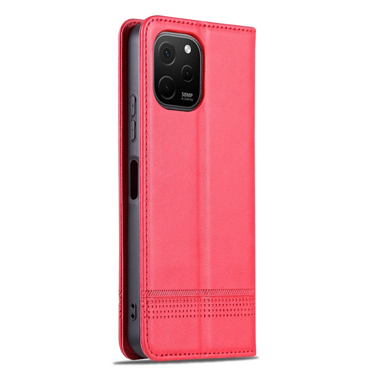 AZNS For Huawei Enjoy 50z 4G / nova Y61 4G Flip Leather Phone Case Wallet Stand Magnetic Phone Cover - Red