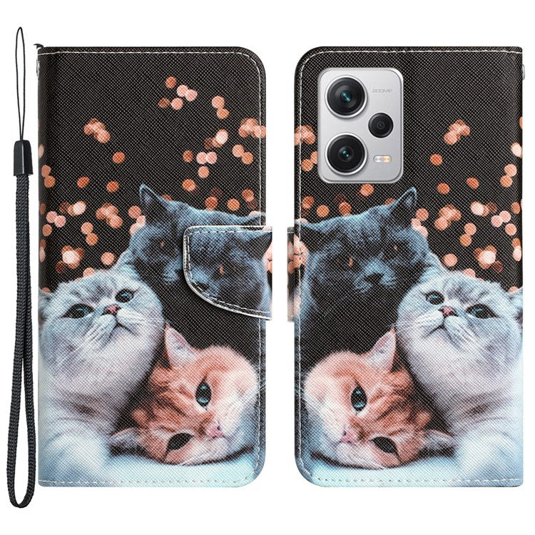 For Xiaomi Redmi Note 12 Pro 5G / Note 12 Pro Speed 5G / Poco X5 Pro 5G PU Leather Stand Pattern Phone Case with Wallet - Cats