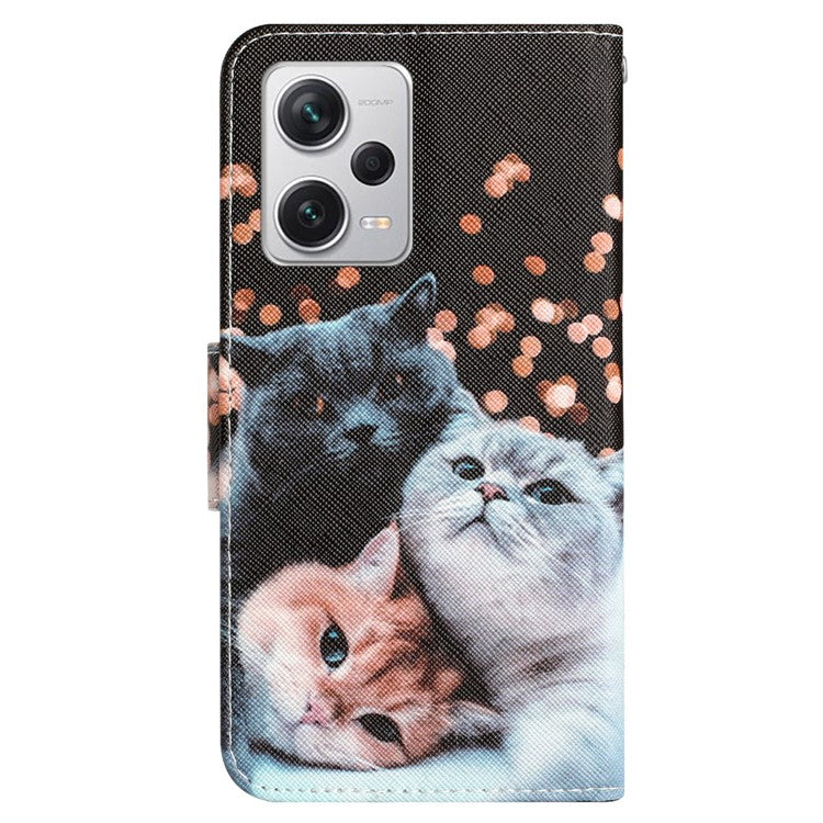 For Xiaomi Redmi Note 12 Pro 5G / Note 12 Pro Speed 5G / Poco X5 Pro 5G PU Leather Stand Pattern Phone Case with Wallet - Cats