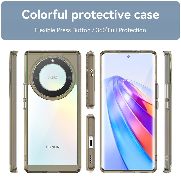 For Honor Magic5 Lite 5G / X40 5G / X9a 5G Clear Phone Case TPU + Acrylic Shockproof Protective Cover - Transparent Grey