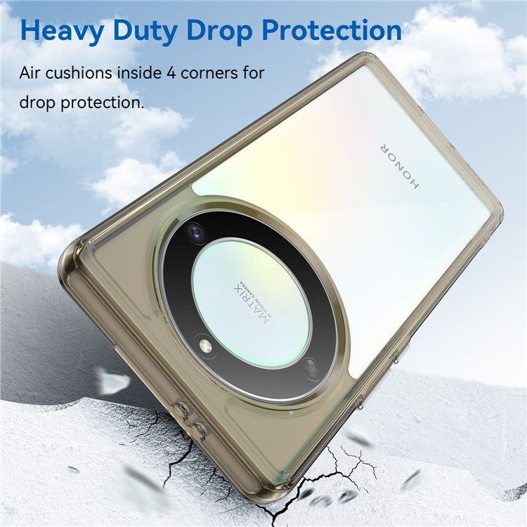 For Honor Magic5 Lite 5G / X40 5G / X9a 5G Clear Phone Case TPU + Acrylic Shockproof Protective Cover - Transparent Grey