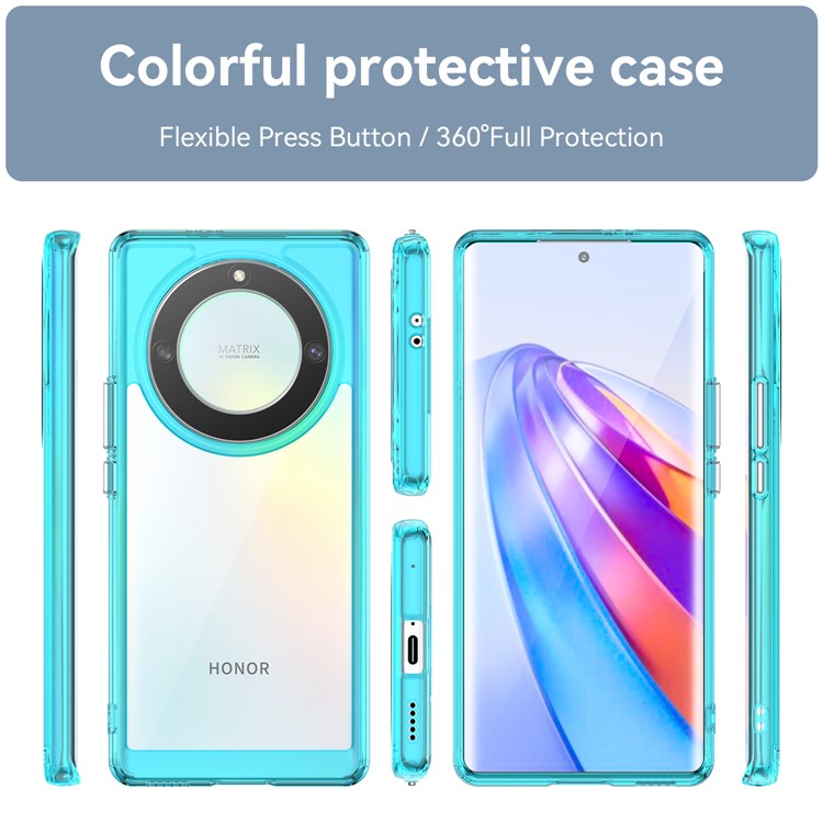 For Honor Magic5 Lite 5G / X40 5G / X9a 5G Clear Phone Case TPU + Acrylic Shockproof Protective Cover - Transparent Blue
