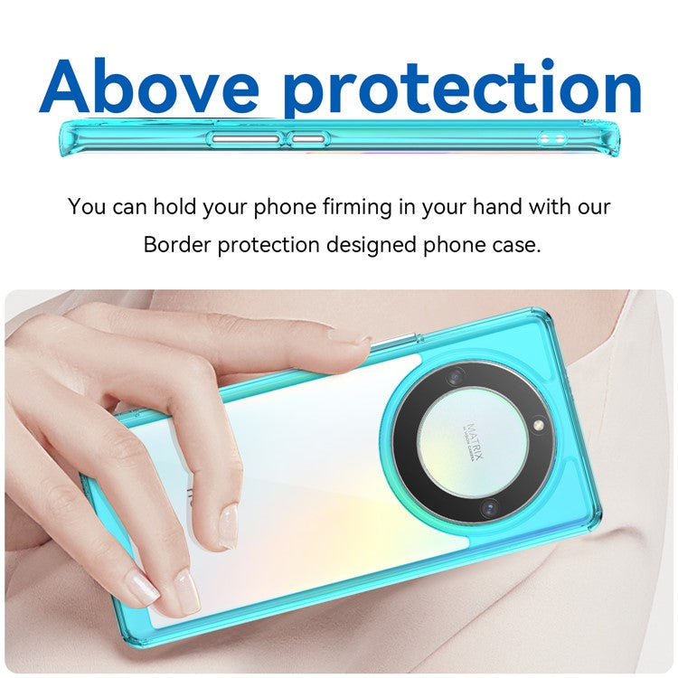 For Honor Magic5 Lite 5G / X40 5G / X9a 5G Clear Phone Case TPU + Acrylic Shockproof Protective Cover - Transparent Blue