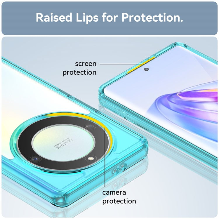 For Honor Magic5 Lite 5G / X40 5G / X9a 5G Clear Phone Case TPU + Acrylic Shockproof Protective Cover - Transparent Blue